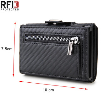 DIENQI Carbon Fiber Card Holder Wallets Men Brand Rfid Black Magic Trifold Leather Slim Mini Wallet Малка чанта за пари Мъжки портмонета