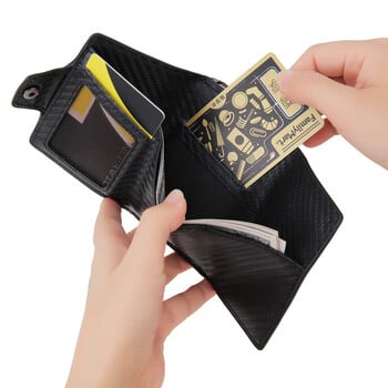 DIENQI Carbon Fiber Card Holder Wallets Men Brand Rfid Black Magic Trifold Leather Slim Mini Wallet Малка чанта за пари Мъжки портмонета