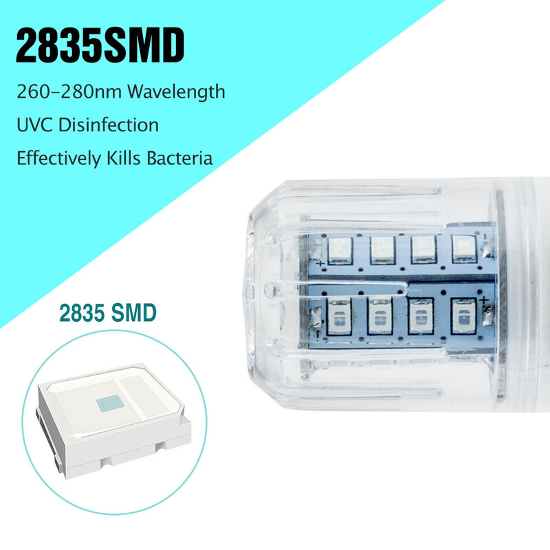 UV baktericidinė lempa Kukurūzų dezinfekcijos lemputė E27 Ultravioletinės sterilizatoriaus lempos E14 B22 lemputės E26 E12 30 102LED naikina erkes