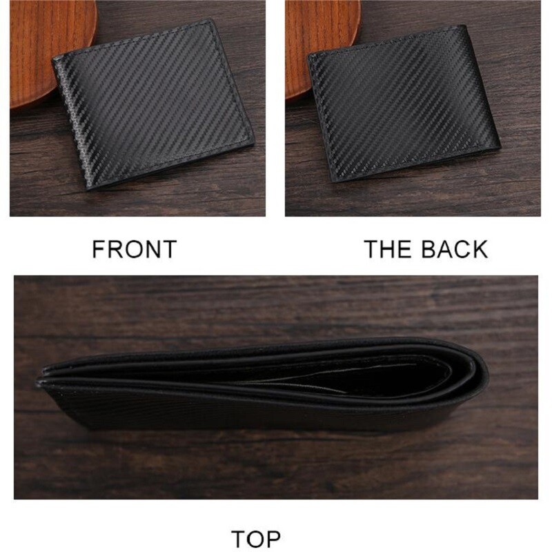 Oglekļa šķiedras raksta vīriešu īss maks lielas ietilpības naudas saspraude Minimālisma, plānas, divkāršu salocīšanas karšu turētāja maki ar ID logu