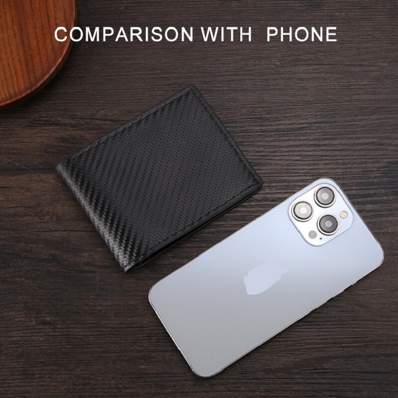 Oglekļa šķiedras raksta vīriešu īss maks lielas ietilpības naudas saspraude Minimālisma, plānas, divkāršu salocīšanas karšu turētāja maki ar ID logu