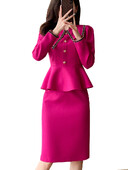 Moda Femei Blazer Fusta Costum Damă Roz Bej Mânecă Lungă Femei Casual Set Două Piese Pentru Toamna Iarnă