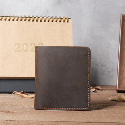 Īstas ādas maks vīriešiem Plāns RFID karšu turētājs somiņa Izturīgs vintage traks zirga ādas vīrietis kredītkartes maks naudas klips