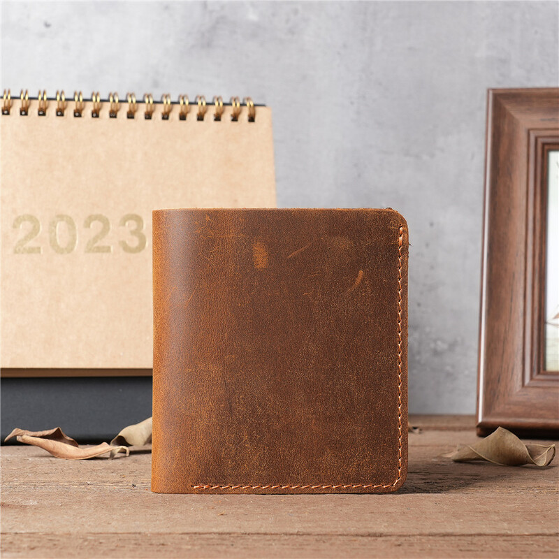 Īstas ādas maks vīriešiem Plāns RFID karšu turētājs somiņa Izturīgs vintage traks zirga ādas vīrietis kredītkartes maks naudas klips