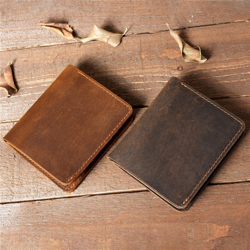 Īstas ādas maks vīriešiem Plāns RFID karšu turētājs somiņa Izturīgs vintage traks zirga ādas vīrietis kredītkartes maks naudas klips