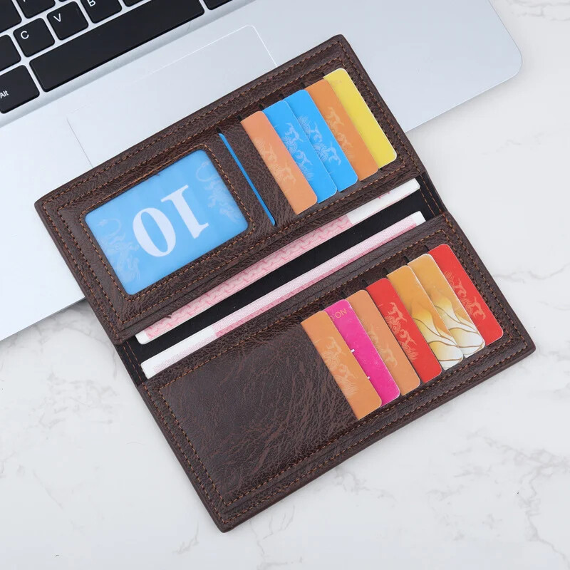 1 gab. Ādas garš vīriešu maks. Vadītāja apliecības ID Maka kartes futrālis Viss vienā maka glabāšanas aizsargājošie glabāšanas piederumi