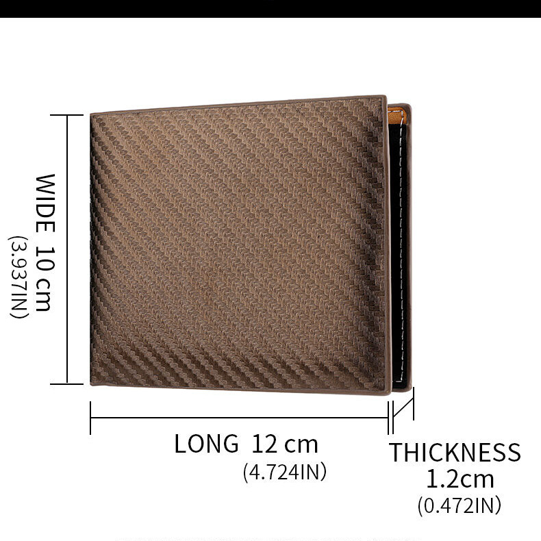 Novi crni muški luksuzni kožni novčanik od ugljičnih vlakana, originalni vrhunski sklopivi novčanik za kartice Novčanik za novčiće Personalizirani rođendanski dar