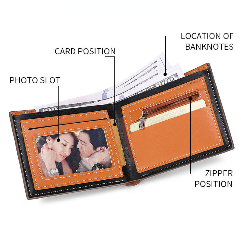 Novi crni muški luksuzni kožni novčanik od ugljičnih vlakana, originalni vrhunski sklopivi novčanik za kartice Novčanik za novčiće Personalizirani rođendanski dar