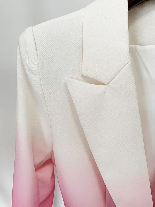 HIGH STREET Najnoviji modni dizajnerski komplet odijela za 2024. Žensko odijelo s širokim hlačama s jednim gumbom s gradijentnim otiskom u boji, 2 komada