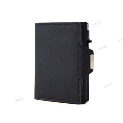 DIENQI Card Holder Ανδρικά πορτοφόλια από ανθρακονήματα RFID Blocking Trifold Smart PU Δερμάτινο ID Cardholder Ανδρικά πορτοφόλια Slim with Vallet για γυναίκες