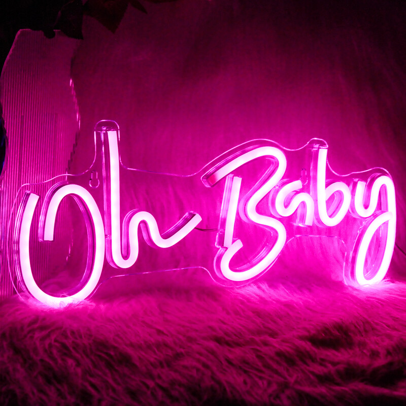 Oh Baby Neonski znak za zidni dekor Topla bijela Dječja soba Dekoracija Neonsko svjetlo Rođendanska zabava Baby Tuš soba LED USB Neon