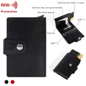 Ανδρικά πορτοφόλια θήκης πιστωτικών καρτών από ανθρακονήματα Brand Rfid Black Magic Trifold Leather Slim Mini Wallet Μικρή τσάντα χρημάτων Ανδρικά πορτοφόλια