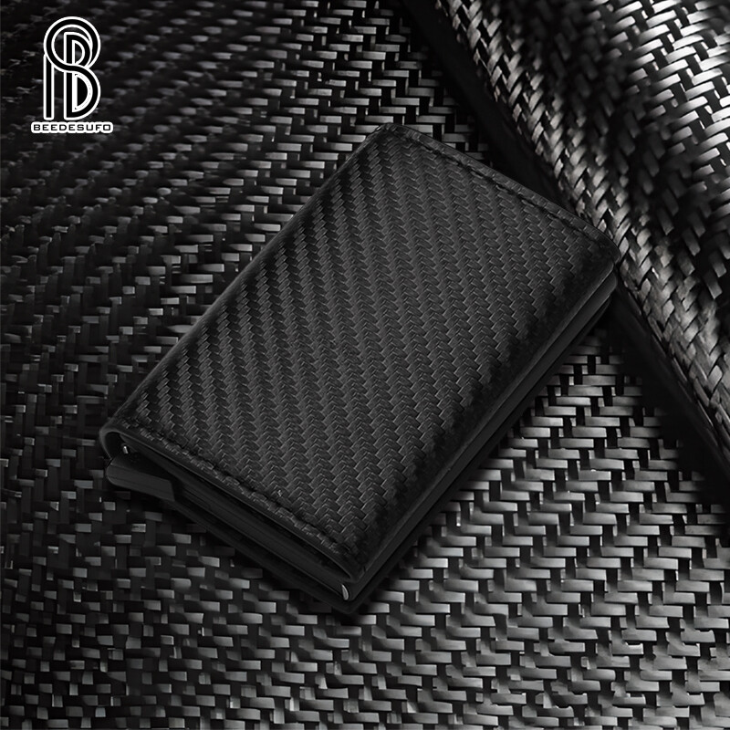 Oglekļa šķiedras karšu turētāji maki Vīriešu RFID Black Magic Trifold ādas tievs mini maks Mazs naudas maiss vīriešu somiņas naudas maks sievietēm