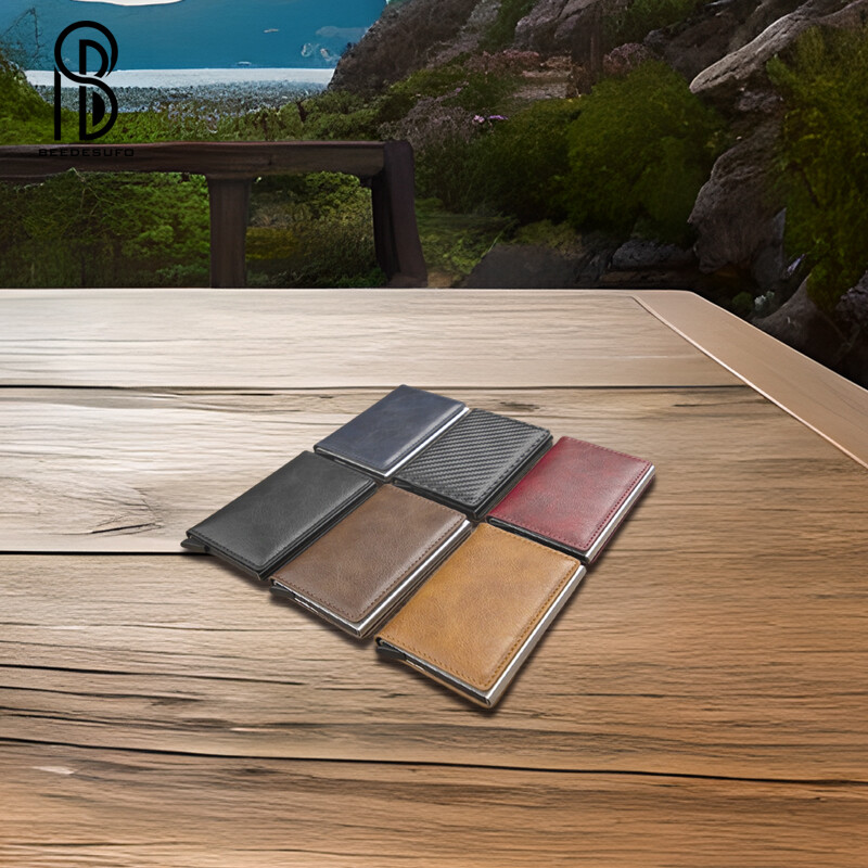 Oglekļa šķiedras karšu turētāji maki Vīriešu RFID Black Magic Trifold ādas tievs mini maks Mazs naudas maiss vīriešu somiņas naudas maks sievietēm