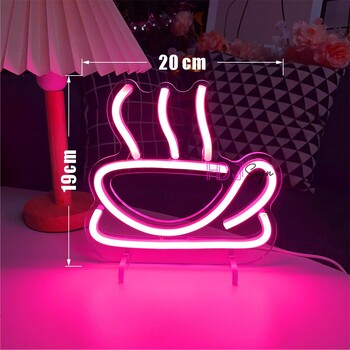 Επιτραπέζιο φωτιστικό πάρτι Coffee Neon Light Επιγραφή LED Neon για Βιτρίνα Καφετέριας Art Διακόσμηση Δωματίου Φωτιστικά Νέον Πολύχρωμο Φωτιστικό Νέον Διακόσμηση δωματίου