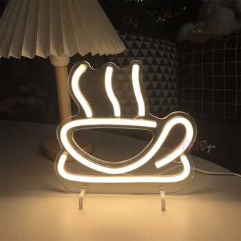 Επιτραπέζιο φωτιστικό πάρτι Coffee Neon Light Επιγραφή LED Neon για Βιτρίνα Καφετέριας Art Διακόσμηση Δωματίου Φωτιστικά Νέον Πολύχρωμο Φωτιστικό Νέον Διακόσμηση δωματίου