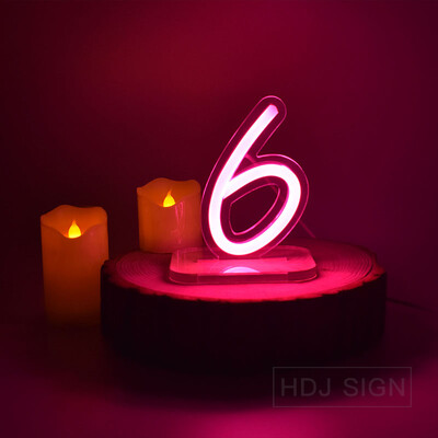 Φωτιστικό Neon Νυχτερινό Φωτιστικό Αριθμό Κατάλληλο για Υπνοδωμάτιο Σπίτι Cafe Επετειακό πάρτι γενεθλίων Διακοσμητικό επιτραπέζιο φωτιστικό