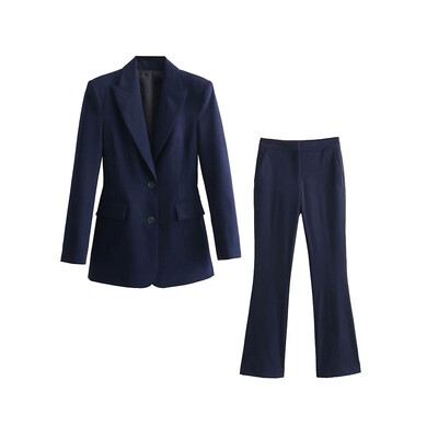 TRAF 2023 Φθινοπωρινά Γυναικεία Κοστούμια Γυναικεία Chic Slim Blazer Παντελόνι Σετ 2 τεμαχίων Κομψή φόρμα για διακοπές στο δρόμο Leisure