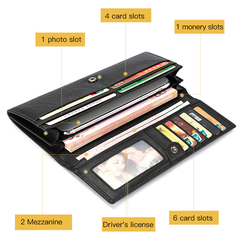 BISON DENIM Vintage dugi novčanik od prave kože novi dizajnerski brend luksuzna ručna torba od kravlje kože držač kartice muški ženski torbica novčanik