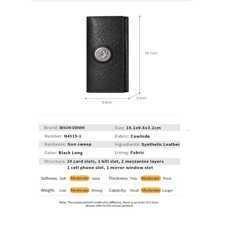 BISON DENIM Vintage dugi novčanik od prave kože novi dizajnerski brend luksuzna ručna torba od kravlje kože držač kartice muški ženski torbica novčanik