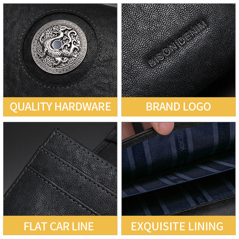 BISON DENIM Vintage dugi novčanik od prave kože novi dizajnerski brend luksuzna ručna torba od kravlje kože držač kartice muški ženski torbica novčanik