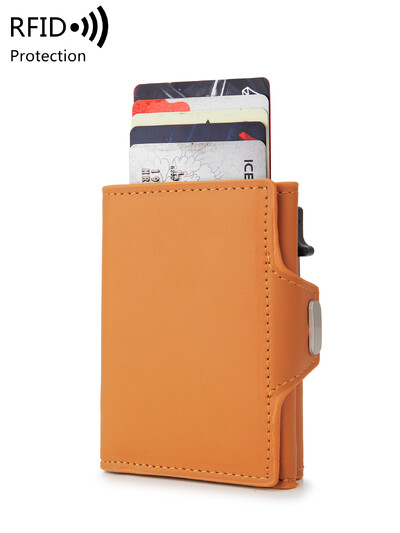 RFID vīriešu maka kredītkaršu turētājs PU ādas mini maka automātiskais uznirstošais daudzfunkcionāls bankas karšu turētājs