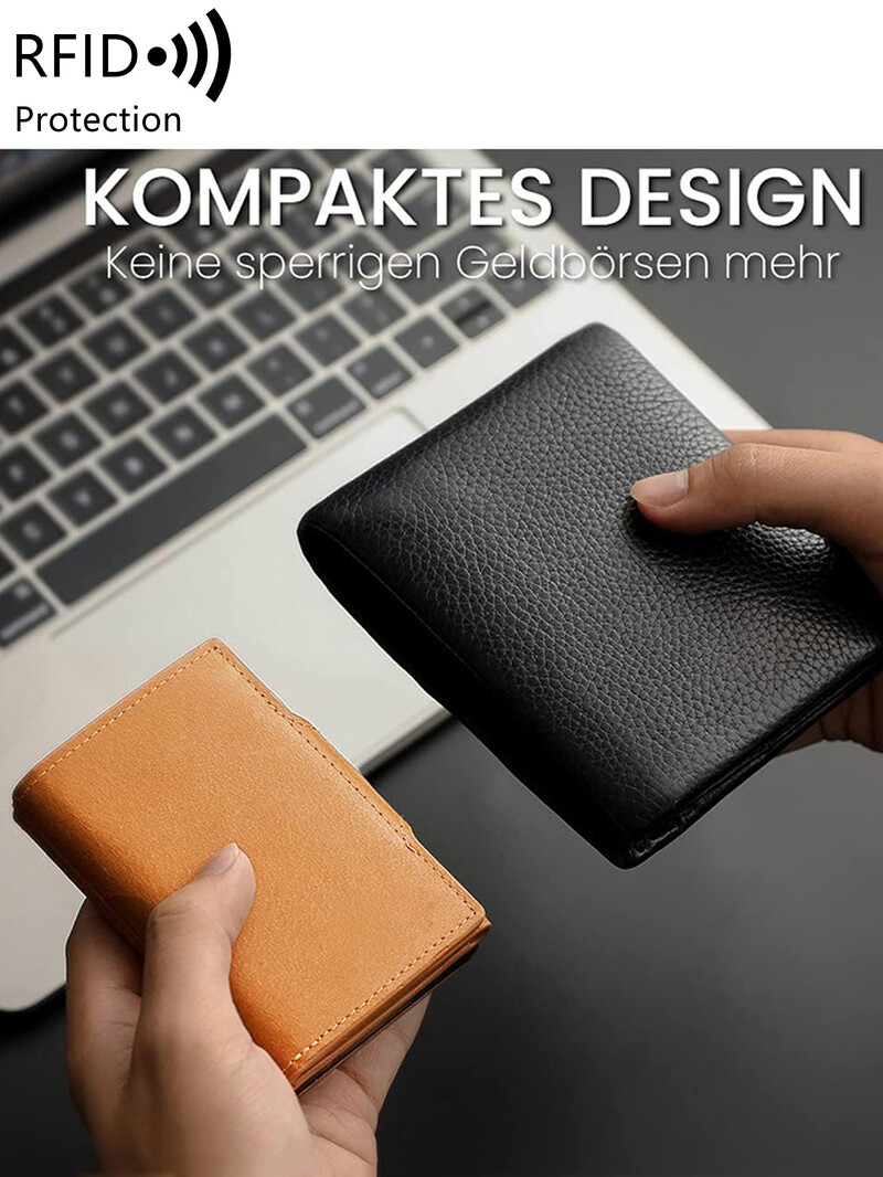 RFID vīriešu maka kredītkaršu turētājs PU ādas mini maka automātiskais uznirstošais daudzfunkcionāls bankas karšu turētājs