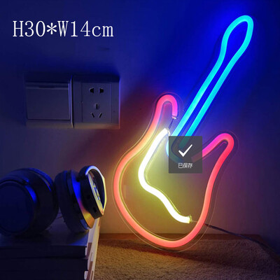 Gitaros apšvietimas LED apšvietimas 3D neoninės iškabos dekoras Šviesos menas Neoninė iškaba namų dekoravimui Namo roko baras Pub Hotel Beach Party USB lempa
