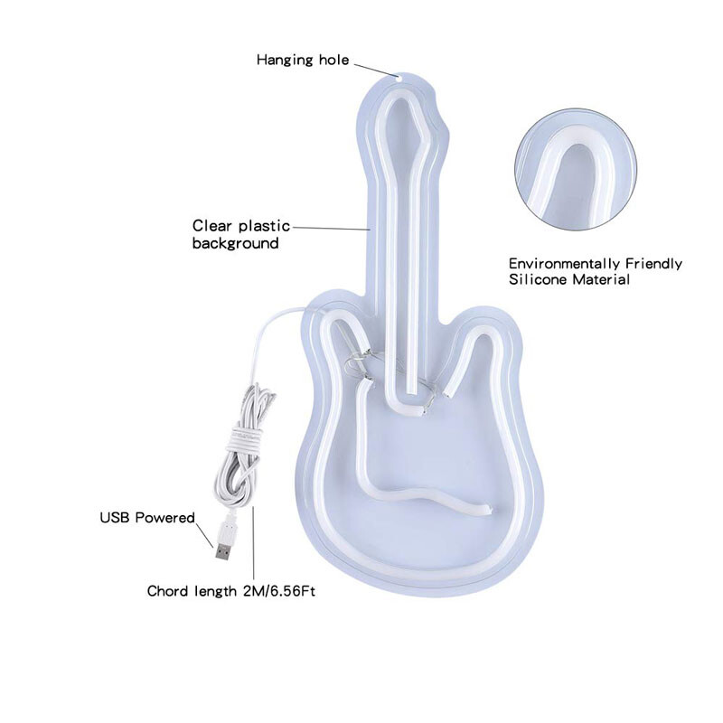 Gitaros apšvietimas LED apšvietimas 3D neoninės iškabos dekoras Šviesos menas Neoninė iškaba namų dekoravimui Namo roko baras Pub Hotel Beach Party USB lempa