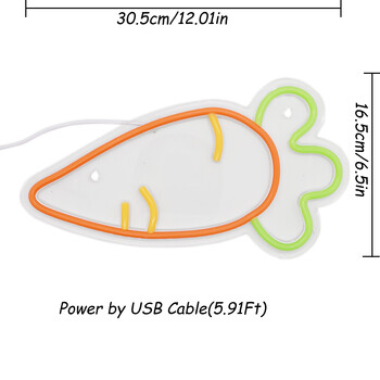 1 τμχ Carrot LED Art Wall Art Φωτιστικό νέον για πάρτι κουζίνας δωματίου Shop Pub Club Decoration 12,01\'\'*6,5\'\'