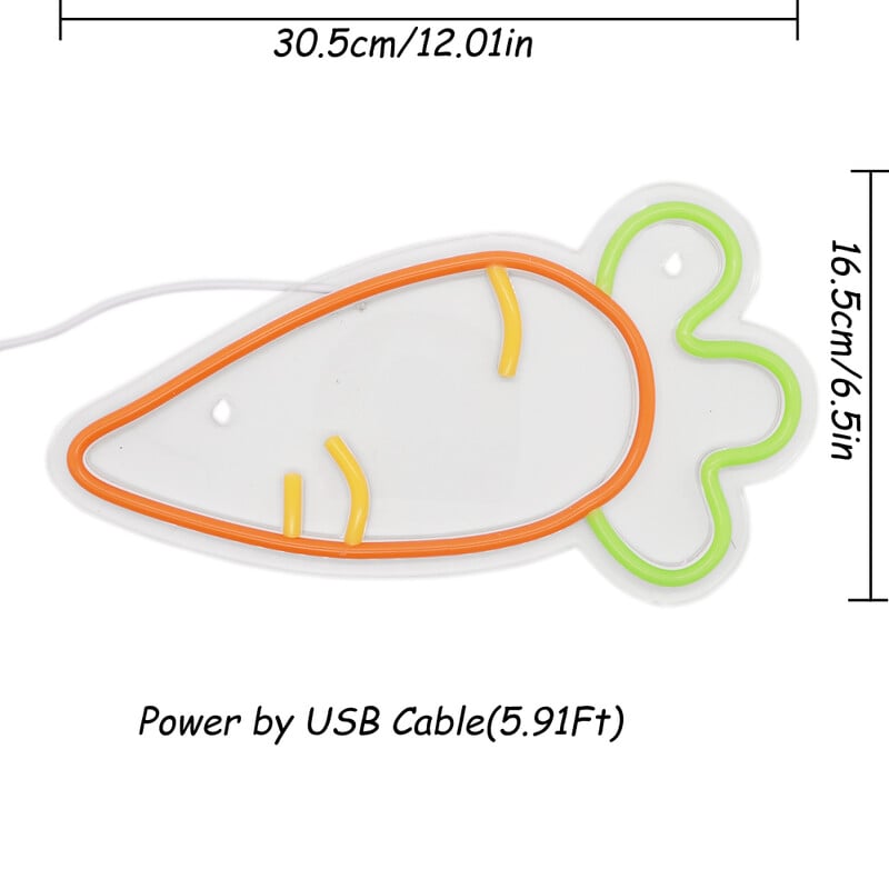 1kom Mrkva LED zidna umjetnička neonska svjetiljka za sobu Kuhinja Party Shop Dekoracija pub kluba 12,01''*6,5''