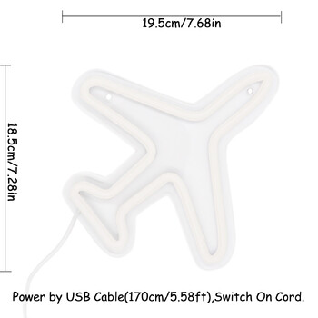 1 ΤΕΜ. 5V USB με τροφοδοσία αεροπλάνου επιτοίχιο LED φωτιστικό νύχτας με πινακίδα νέον για πάρτι δωματίου κατάστημα Pub Club Gallery Διακόσμηση στούντιο 7,68\'\'*7,28\'\'