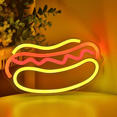 1PC Super Bright 5V Hot Dog Perete LED Neon Lumină de noapte pentru Restaurant Magazin snack bar Decorare Bucătărie 9,13``*6,06``