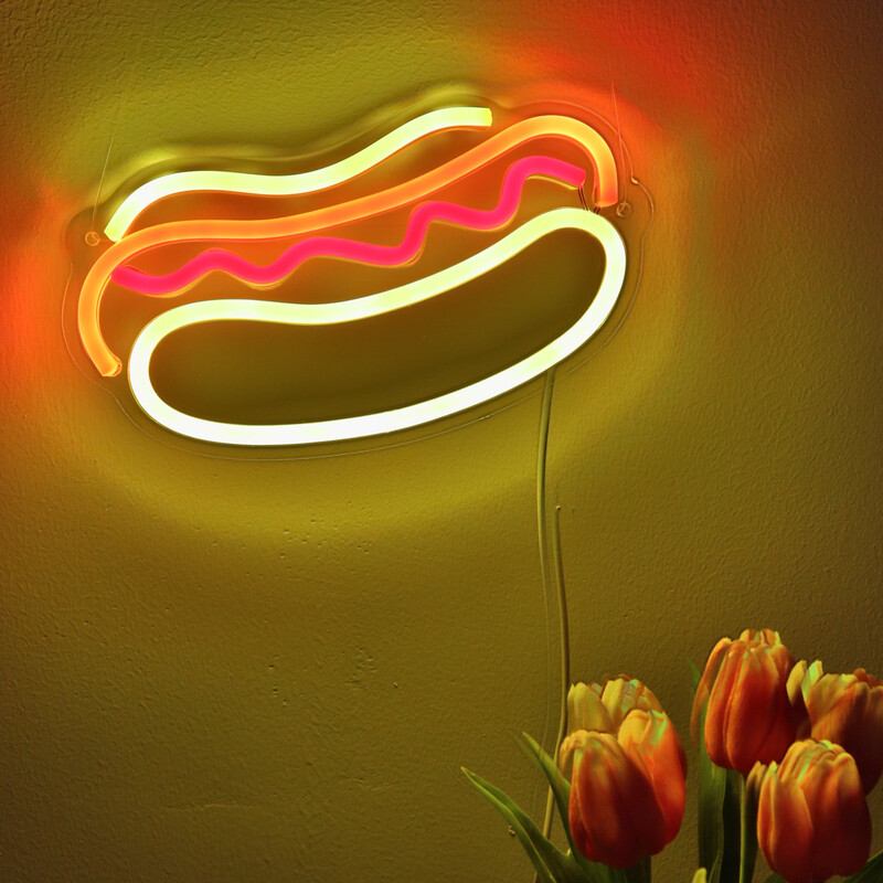 1 ΤΕΜ. Super Bright 5V Hot Dog Τοίχου LED Νυχτερινής Πινακίδας Νέον Φωτιστικό για Εστιατόριο Κατάστημα σνακ μπαρ Διακόσμηση κουζίνας 9,13``*6,06``