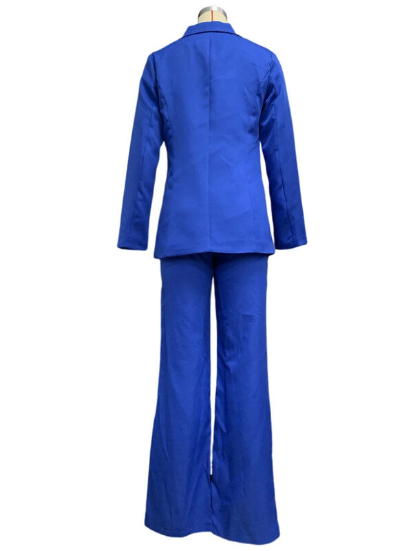 Costum din două piese, pantaloni lungi, toamnă, pentru femei, cu mâneci lungi, cu decolteu în V, cu nasturi, pantaloni creion, set din două piese, pentru birou, în culoare solidă, uniformă