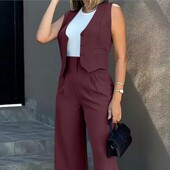 Vabaajamoe 2-osalised komplektid Naiste rõivad Elegantne lühike vest Ametlik Kontori Trajes Formales de Mujer Naiste rõivaste pükste komplektid