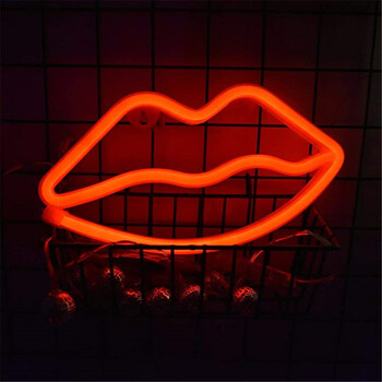 LED Neon Light Lips Κόκκινο Ροζ Μπλε Λευκό Μωβ Ζεστές πολύχρωμες πινακίδες με USB/AA*3 Powered για Γαμήλια Διακοσμήσεις Τοίχων Δωματίου