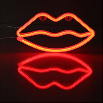 LED Neon Light Lips Κόκκινο Ροζ Μπλε Λευκό Μωβ Ζεστές πολύχρωμες πινακίδες με USB/AA*3 Powered για Γαμήλια Διακοσμήσεις Τοίχων Δωματίου