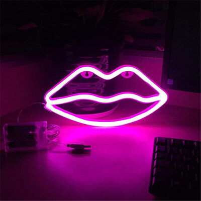 LED Neon Light Lips Κόκκινο Ροζ Μπλε Λευκό Μωβ Ζεστές πολύχρωμες πινακίδες με USB/AA*3 Powered για Γαμήλια Διακοσμήσεις Τοίχων Δωματίου