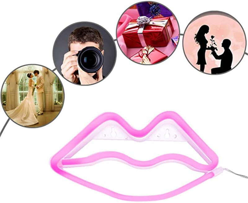 LED neoninės šviesos lūpos Raudona Rožinė Mėlyna Balta Violetinė Šilti Spalvingi iškabos su USB/AA*3 Maitinamas kambario sienų vakarėlių vestuvių dekoravimui