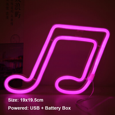 LED muzikos nata Neoninės šviesos lempos simbolis Figūra Naktinės lemputės Koncertų klasės kambario dekoras USB + baterijų dėžutė maitinamas naktinis šviestuvas