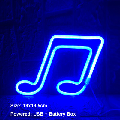 LED muzikos nata Neoninės šviesos lempos simbolis Figūra Naktinės lemputės Koncertų klasės kambario dekoras USB + baterijų dėžutė maitinamas naktinis šviestuvas