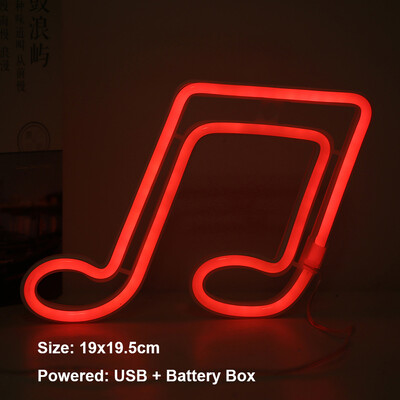 LED muzikos nata Neoninės šviesos lempos simbolis Figūra Naktinės lemputės Koncertų klasės kambario dekoras USB + baterijų dėžutė maitinamas naktinis šviestuvas