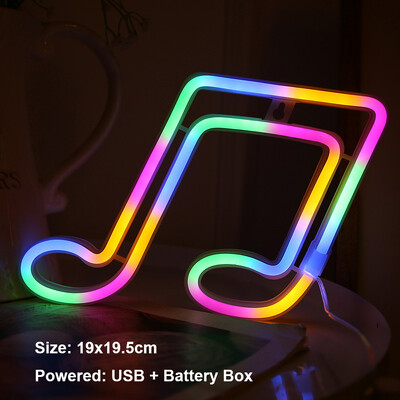 LED muzikos nata Neoninės šviesos lempos simbolis Figūra Naktinės lemputės Koncertų klasės kambario dekoras USB + baterijų dėžutė maitinamas naktinis šviestuvas