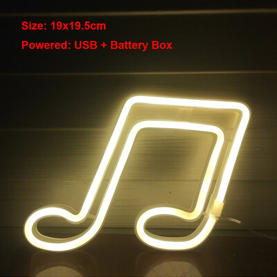 LED muzikos nata Neoninės šviesos lempos simbolis Figūra Naktinės lemputės Koncertų klasės kambario dekoras USB + baterijų dėžutė maitinamas naktinis šviestuvas