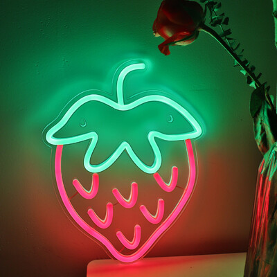 1vnt braškių sieninis LED neoninis šviestuvas vaisių parduotuvės sienai vakarėliui virtuvės kambario dekoravimui 11,61``*8,66``