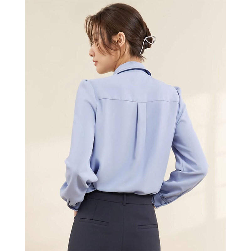 Ženske proljetne korejske tanke, jednobojne majice dugih rukava s polo izrezom, jednostavnost, ženska odjeća, ležerna odjeća, sveobuhvatne majice za uredske dame