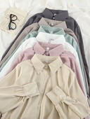 Jmprs σιφόν Γυναικεία λεπτά πουκάμισα Καλοκαιρινό μακρυμάνικο μαλακό πουκάμισο αντιηλιακής προστασίας Κορεάτικο με χαλαρό κουμπί επάνω Γυναικεία μπλουζάκια γραφείου