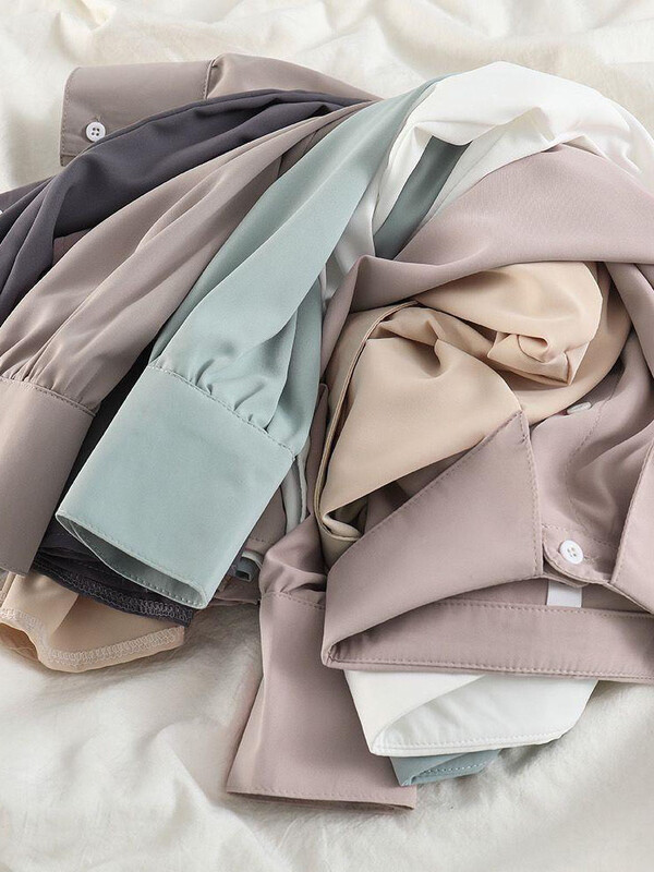 Jmprs σιφόν Γυναικεία λεπτά πουκάμισα Καλοκαιρινό μακρυμάνικο μαλακό πουκάμισο αντιηλιακής προστασίας Κορεάτικο με χαλαρό κουμπί επάνω Γυναικεία μπλουζάκια γραφείου