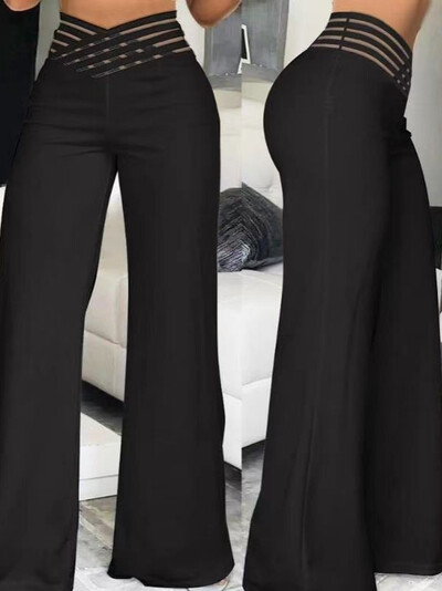 2024-es Elegáns, magas derekú, vágott női munkanadrágok fekete All-Match napi irodai formális viselet Divat női nadrág OL nadrág